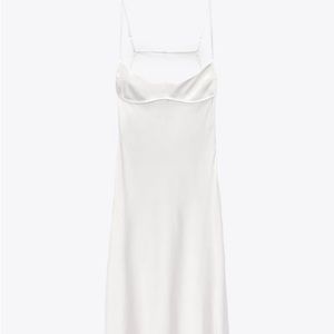 ZARA Satin Effect Dress, white, xsmall